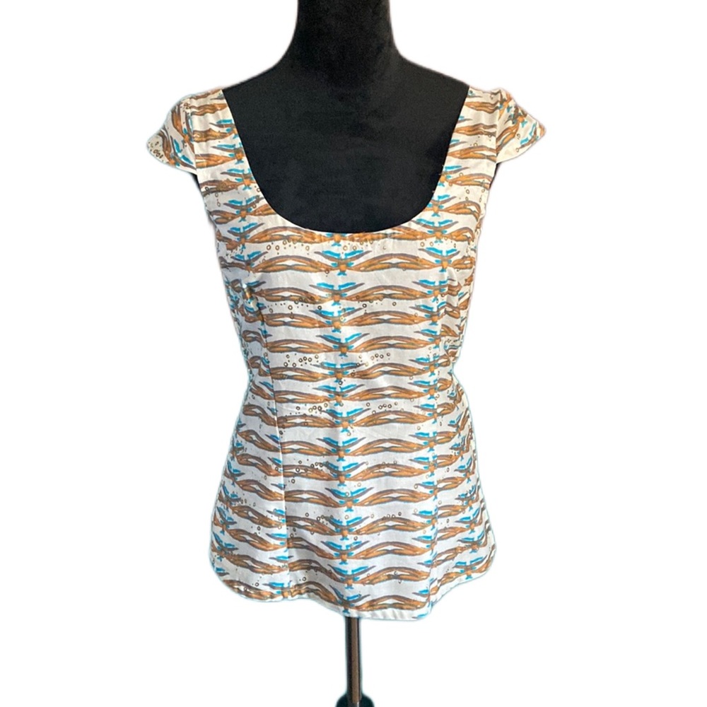 Handmade cap-sleeved blouse